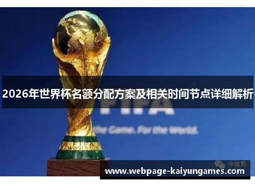 2026年世界杯名额分配方案及相关时间节点详细解析