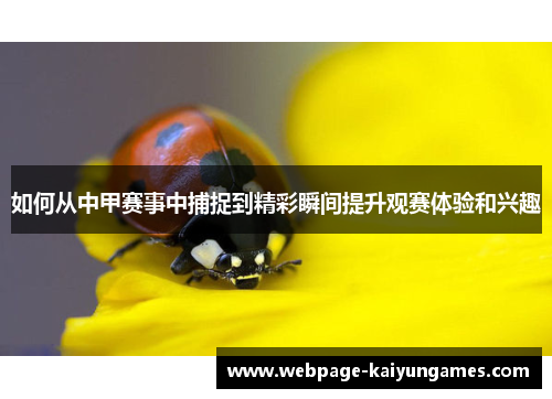 如何从中甲赛事中捕捉到精彩瞬间提升观赛体验和兴趣