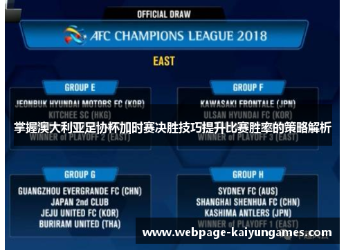 掌握澳大利亚足协杯加时赛决胜技巧提升比赛胜率的策略解析 掌握澳大利亚足协杯加时赛决胜技巧提升比赛胜率的策略解析
